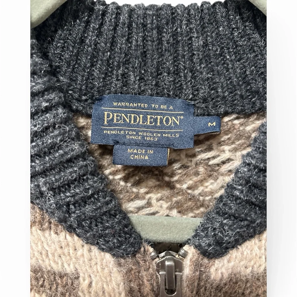 Pendleton Women’s Graphic Shetland Collection Wool Zip Cardigan Medium - Picture 3 of 6
